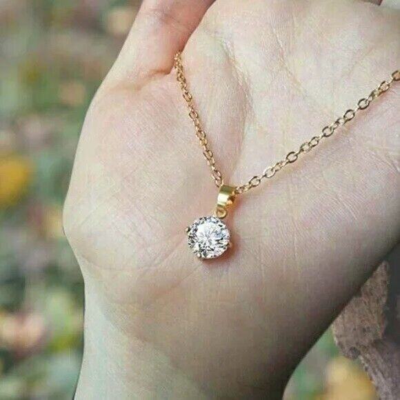 Bohemia Delicate Small Clear Rhinestone Pendant Necklace - Picture 1 of 2